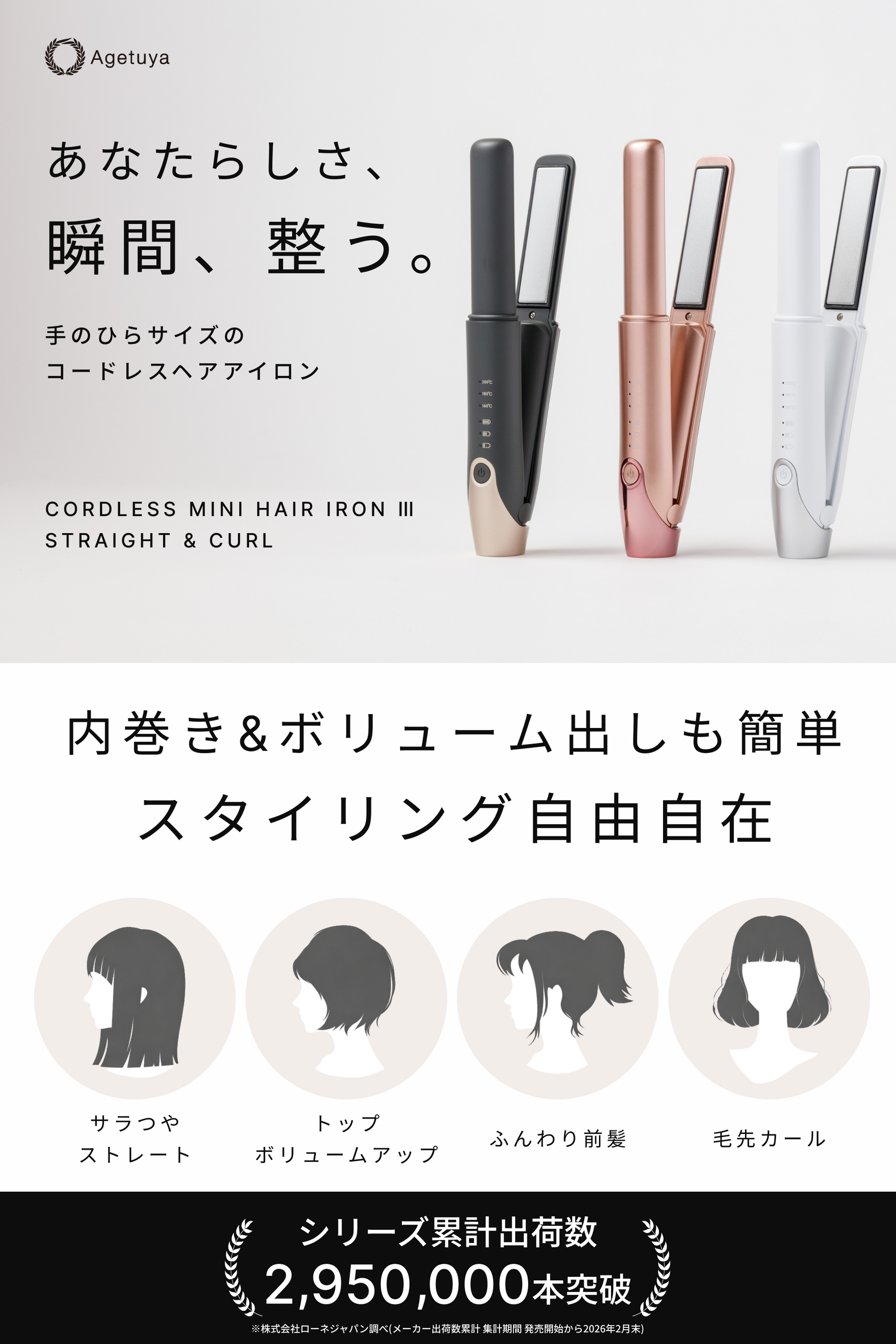 Agetuya アゲツヤ コードレスヘアアイロン Agetuyaコードレスミニヘアアイロン3 – Agetuya(アゲツヤ)公式ブランド