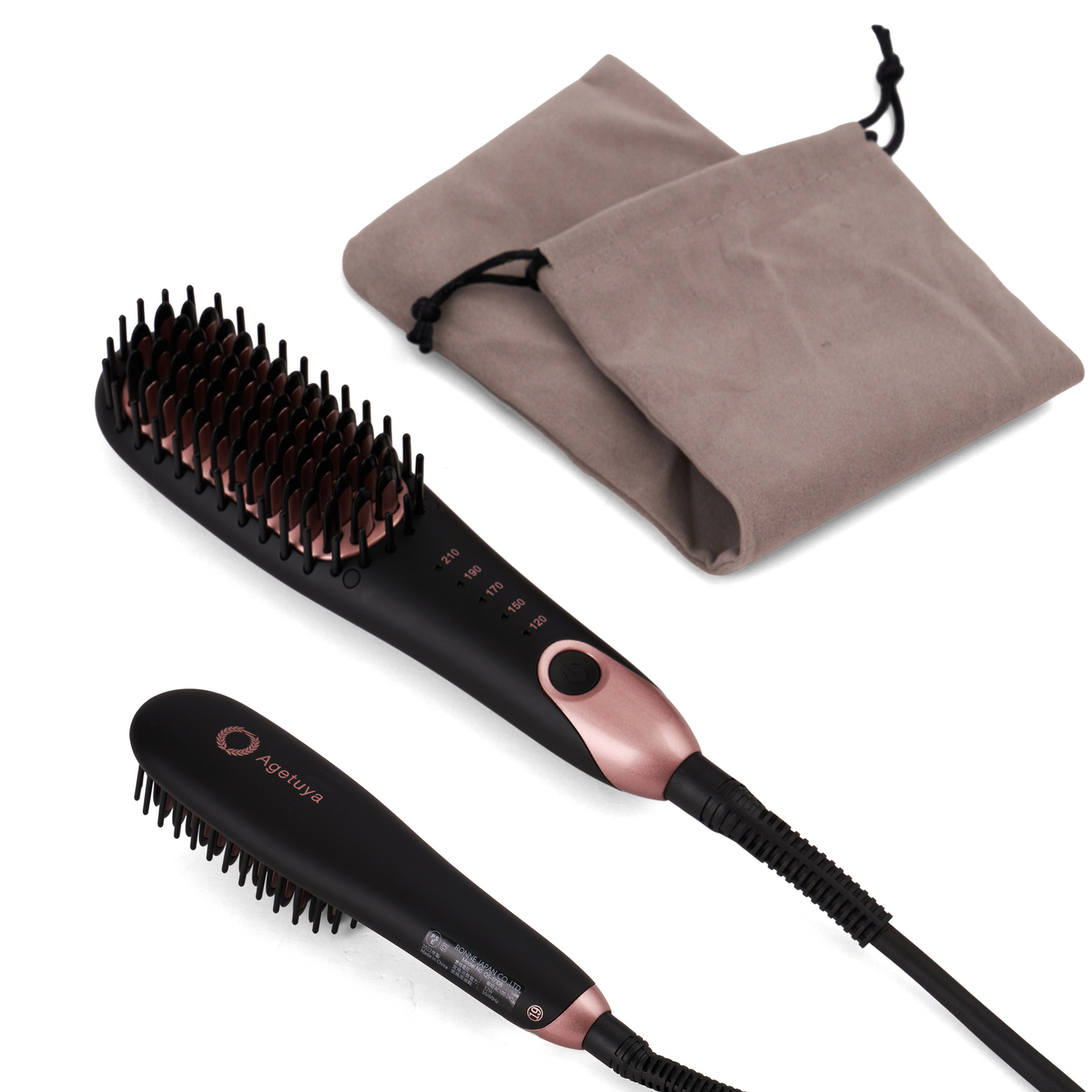 Agetuyaポータブルミニブラシアイロン（ポーチ付き）