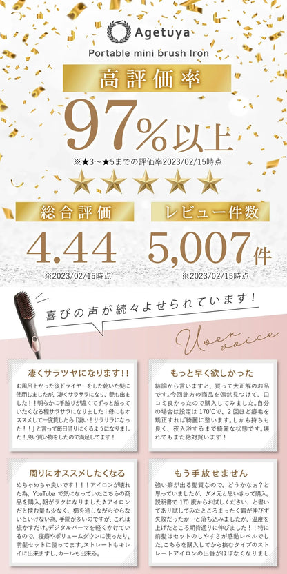 【木下優樹菜さんフォロワー様限定】300円OFF特別価格 Agetuyaポータブルミニブラシアイロン（ポーチ付き）